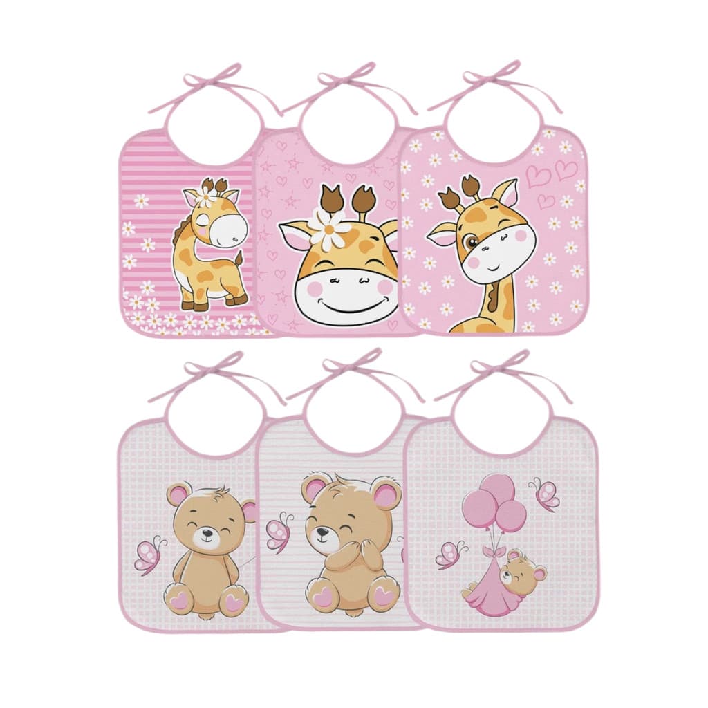 Kit 6 Unidades Babador Bebê Forro Impermeável PVC 100% Algodão