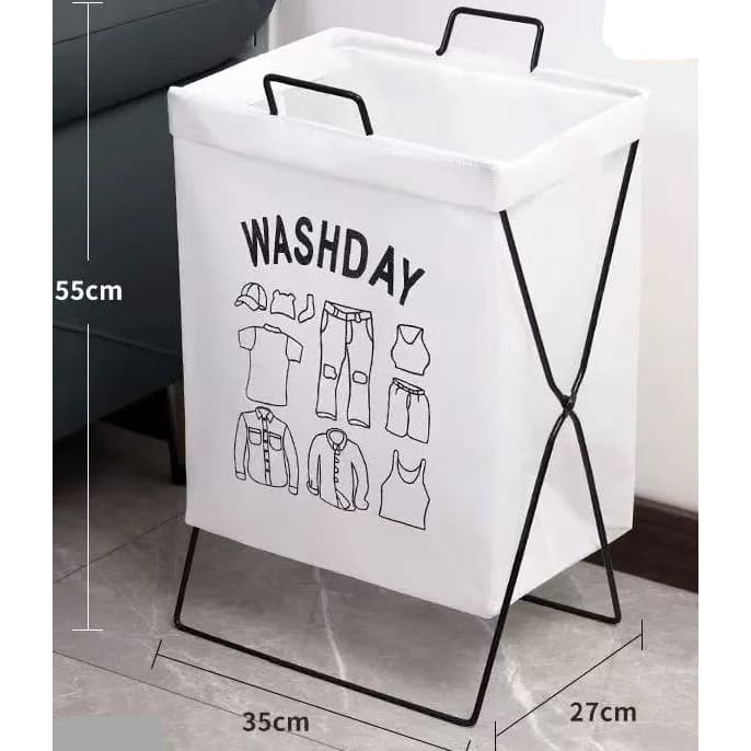 Cesto De Roupa Dobravel Com Suporte Em X Multiuso Organizador Quarto Banheiro Lavanderia