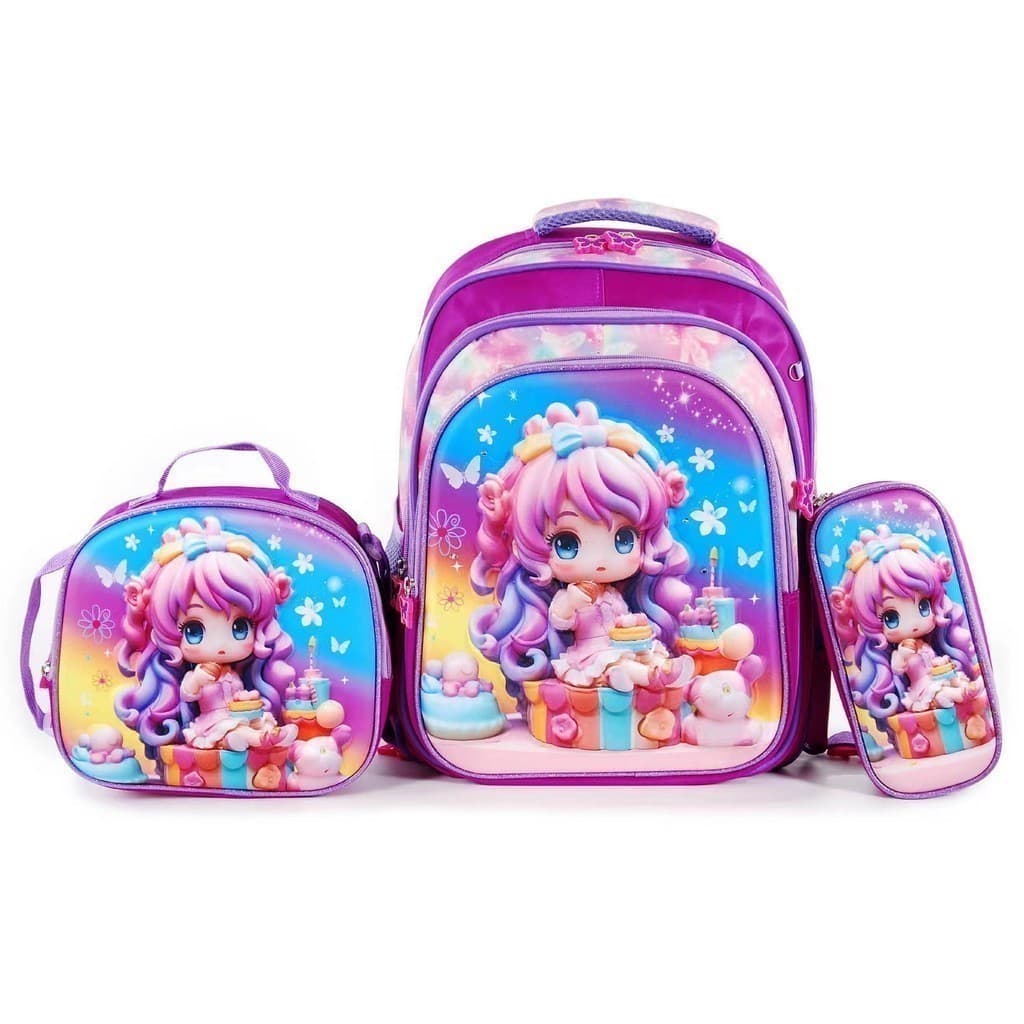 Material escolar infantil lancheira caixa impressa em 3D menina com lâmpada  JORGE