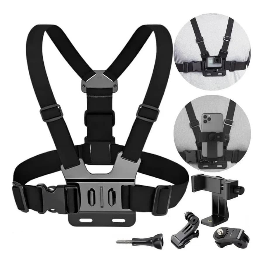 Suporte de peito ajustável para telefones celulares e câmeras GoPro para peito de motocicleta e bicicleta Envio rápido