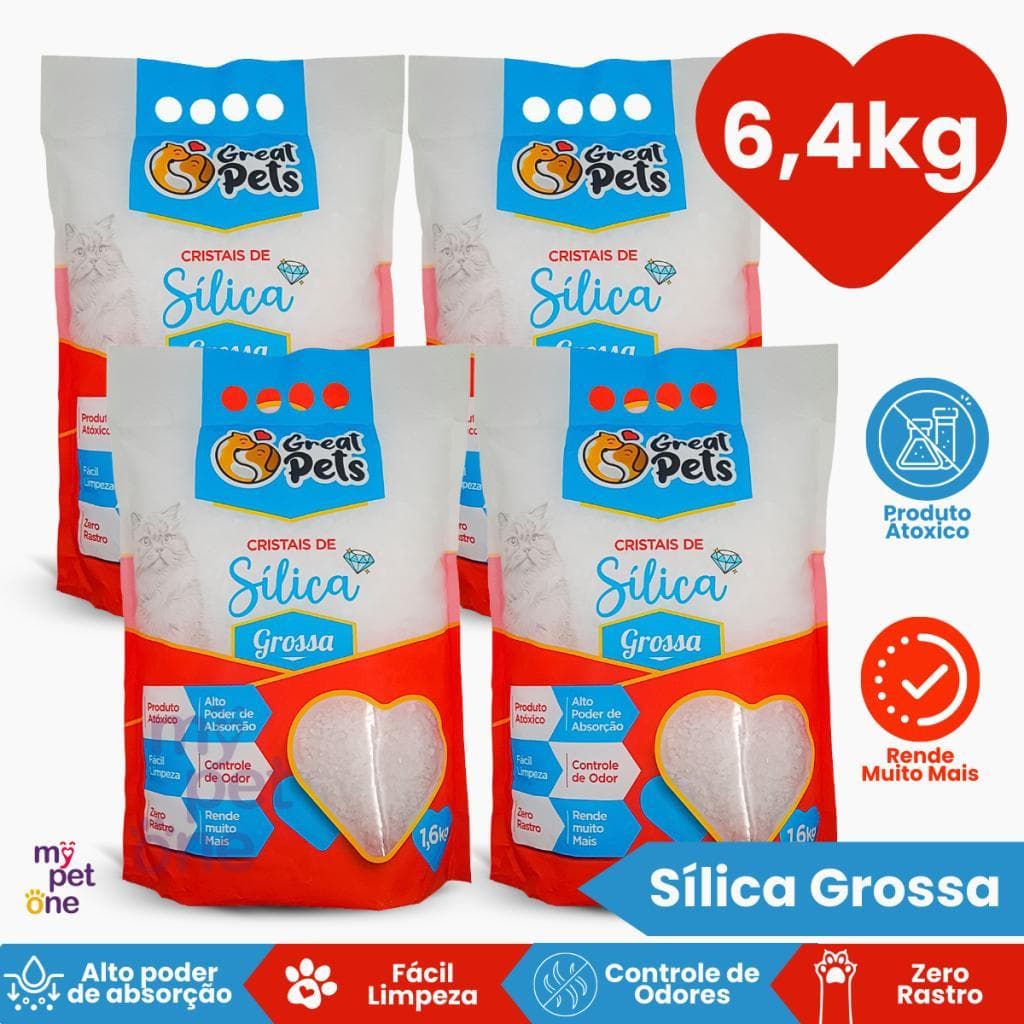 Areia Sílica Grossa Great Pets para Gatos - 1,6Kg a 6,4Kg