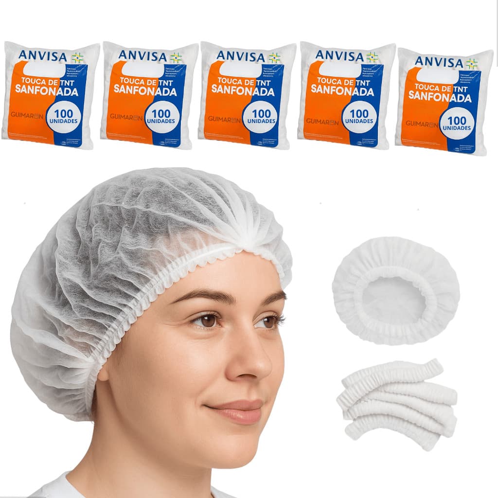 500 Unidades Touca Descartavel Tnt Branca Com Elastico Sanfonada Reutilizavel Cozinha Resistente