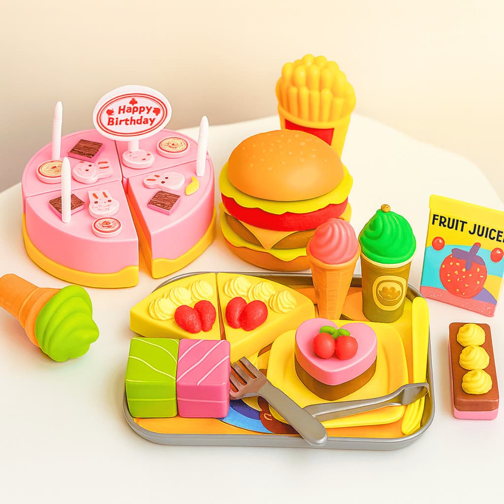 Kit Comidinhas de Brinquedo 31 Peças Cozinha Infantil Faz de Conta para crianças +3 Anos