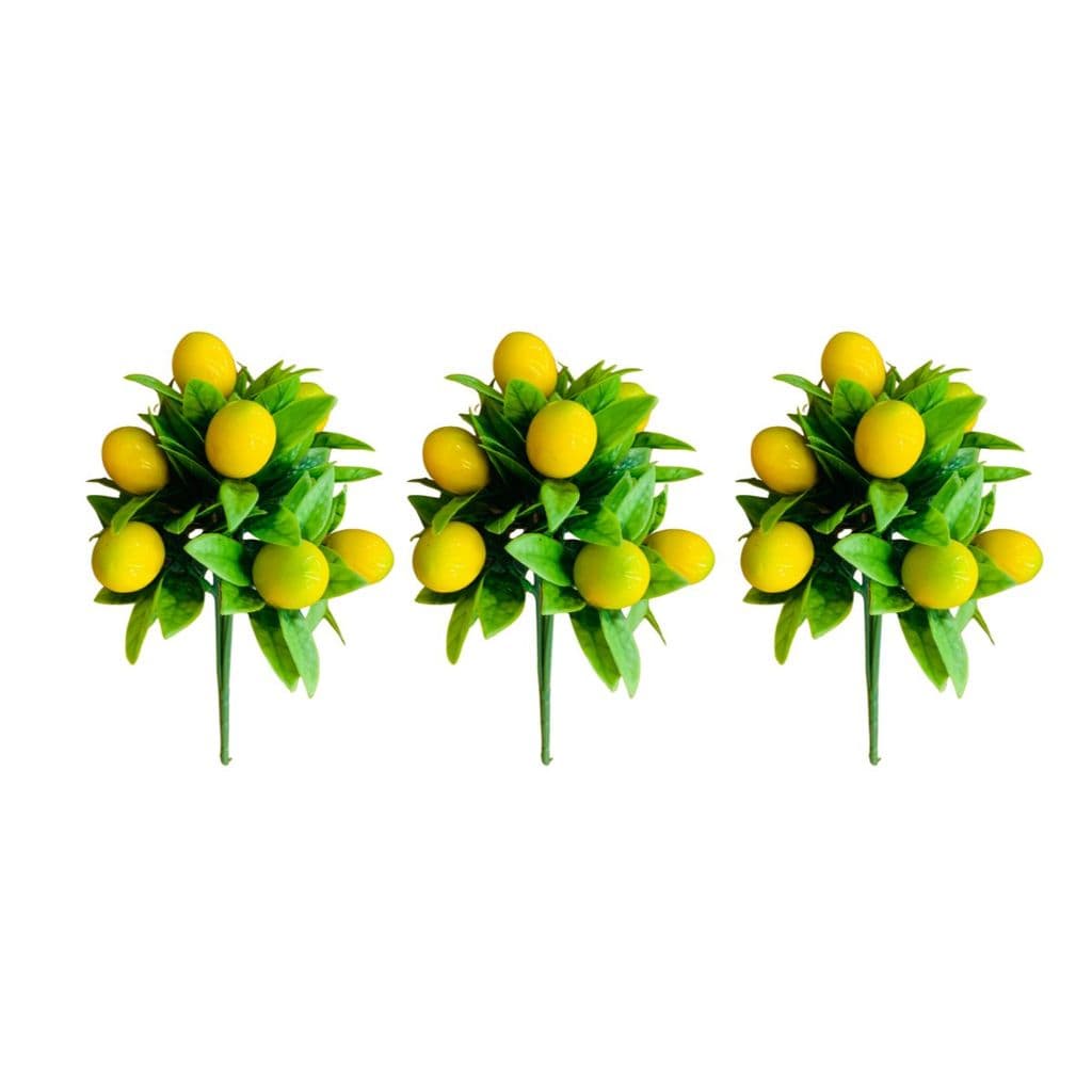 Kit Buquês Com Limões Sicilianos Artificiais Realistas Amarelo