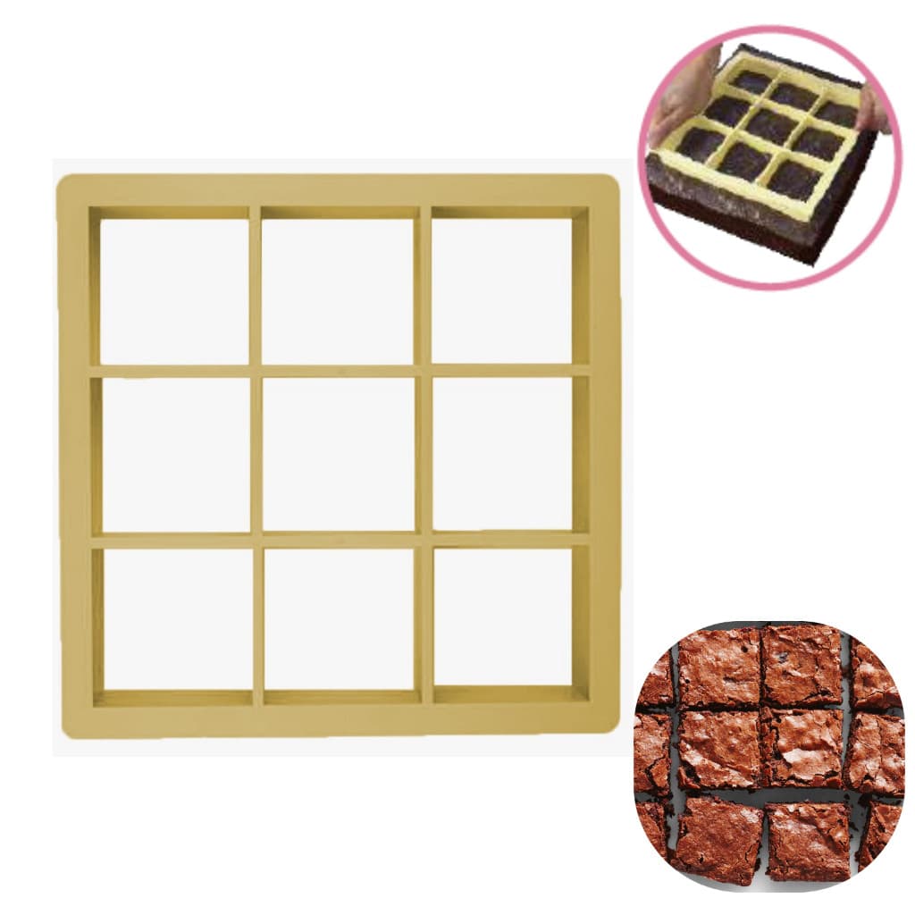 Cortador De Brownie Bolos Quadrado 9 Cavidades 5x5 cm Corte Facil
