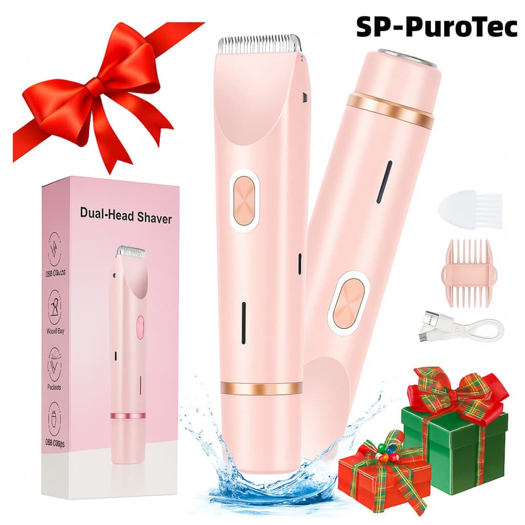 💖Depilador Elétrico Feminino 2 Em 1 Recarregável À Prova D’água Cabeça Dupla Para Corpo e Biquíni