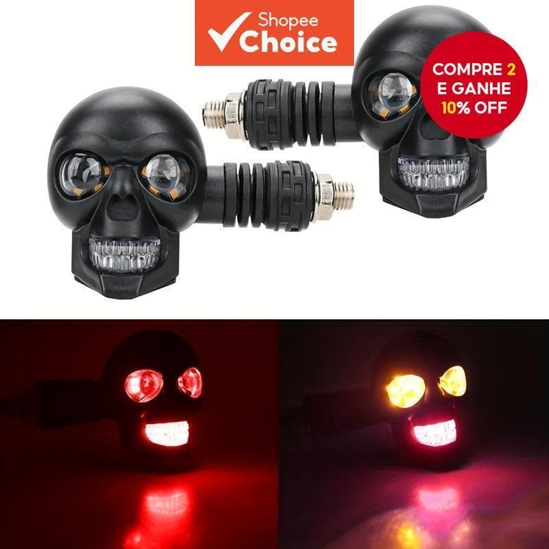 Caveira De Motocicleta LED Luz 12V De Carro Fluida Dupla Face