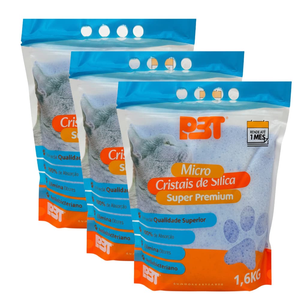 3UN Areia Sanitária de Gato Micro Cristais Sílica FINA 4,8kg P3T
