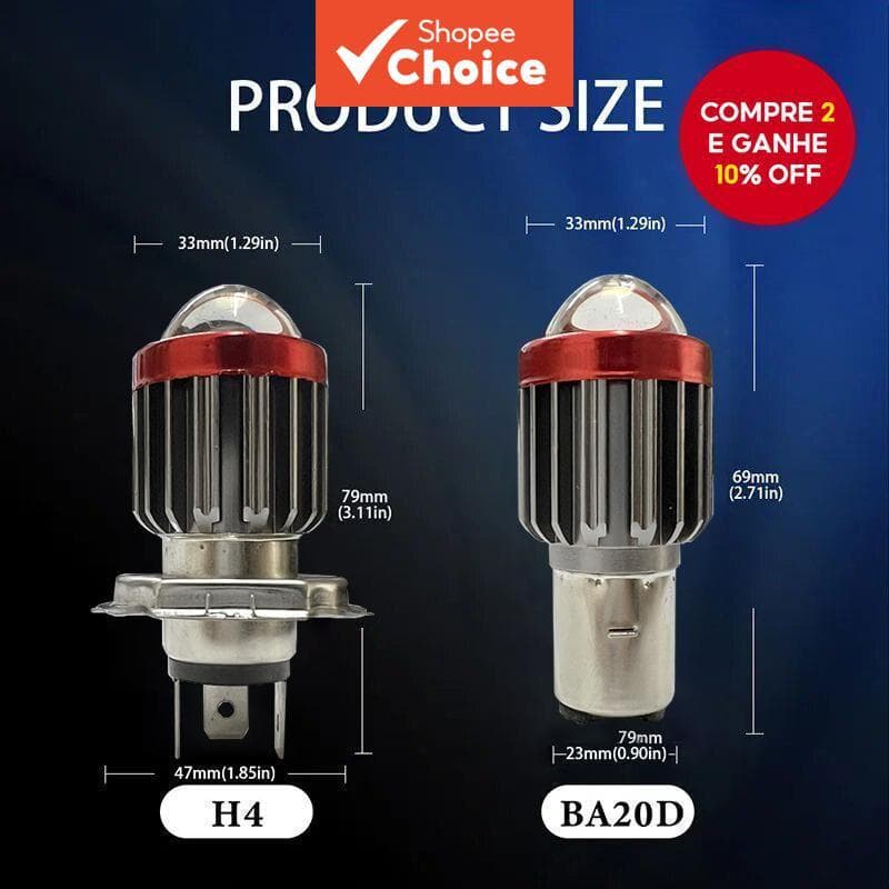 Novo 1 peça Farol de Motocicleta LED de Alta Luminosidade 12V-80V Luz Alta/Baixa H6/BA20D H4 1200LM Farol Bicolor