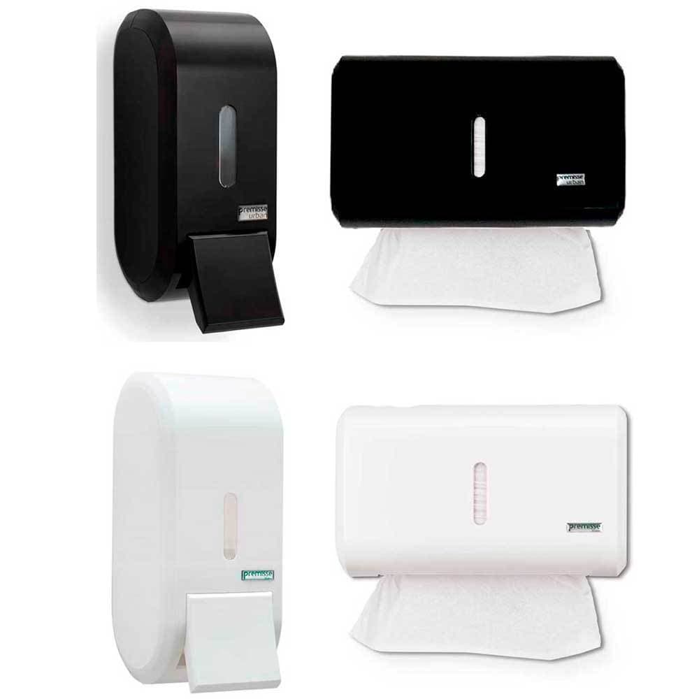 KIT DISPENSER PAPEL TOALHA SABONETEIRA PREMISSE URBAN COMPACTO
