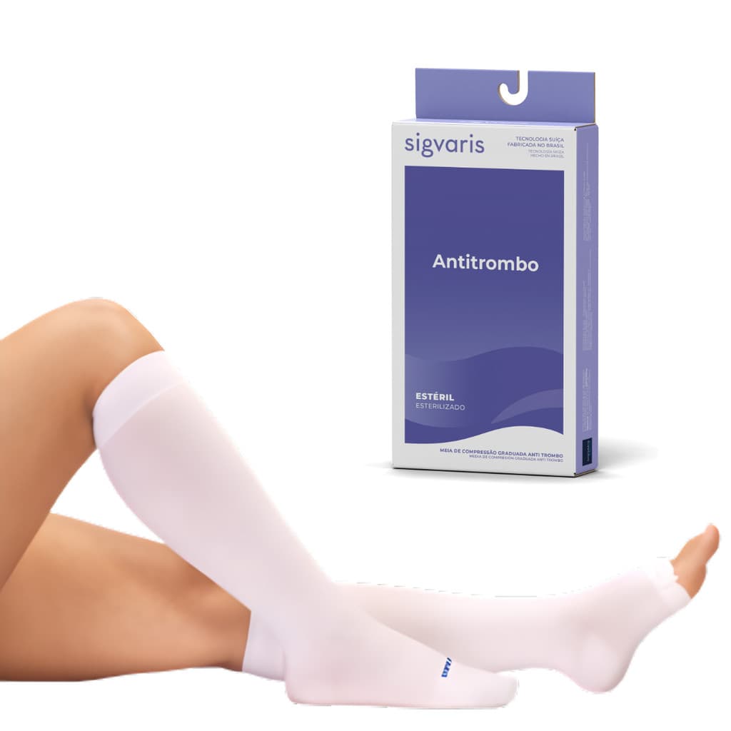 Meia de Compressão Sigvaris 3/4 Panturrilha Antitrombo Esterelizada Unissex Varizes Edem Trombose