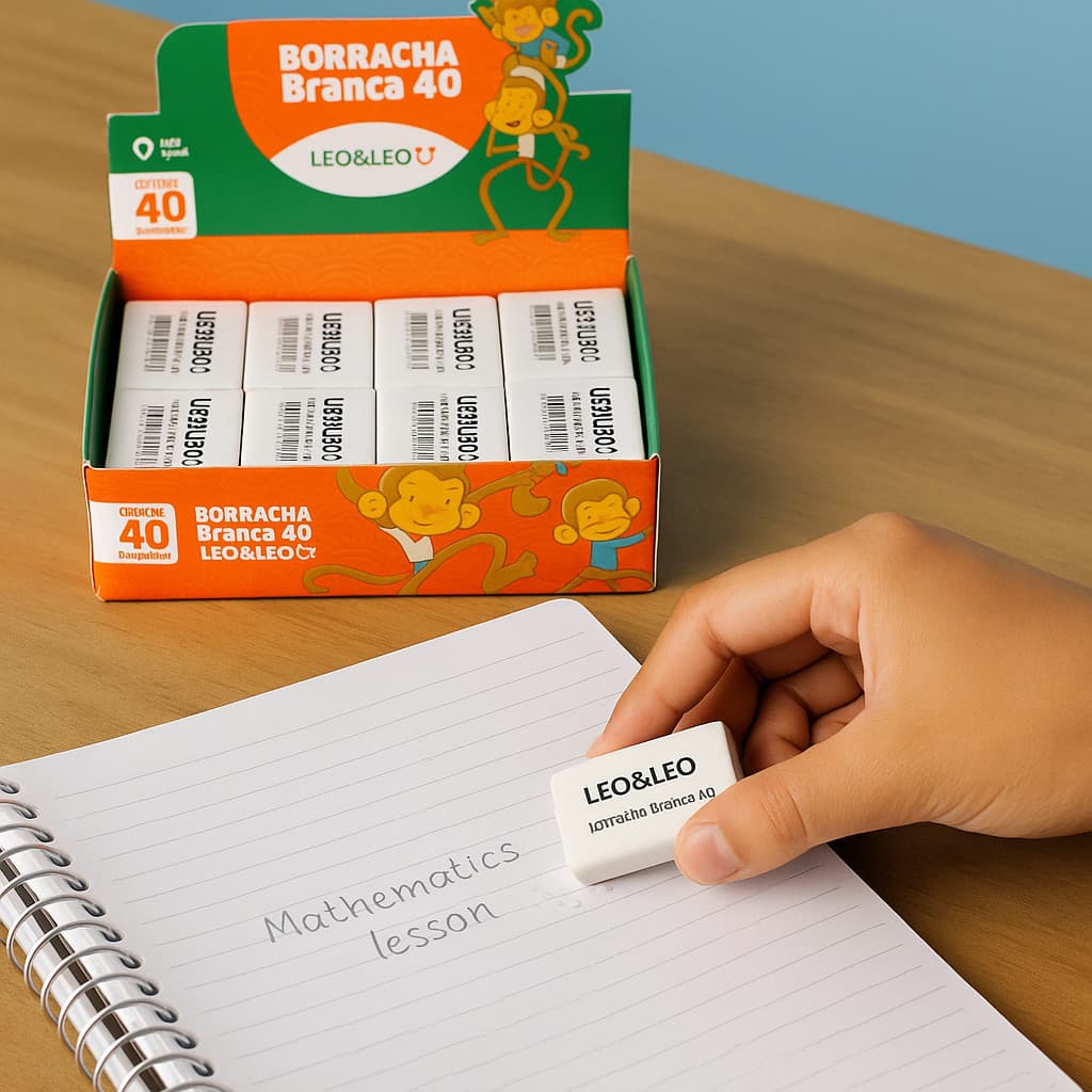 Borracha Leo&Leo 40 Kit 20 e 40 Unidades Apaga Fácil Material Escolar Profissional Escritório Estudante Papelaria