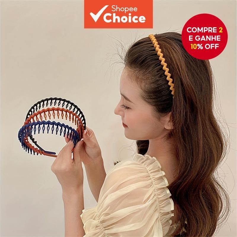 Conjunto De Faixa De Cabeça Flexível Em Ziguezague , 3 Peças , Aros De Cabelo Ondulados Antiderrapantes Para Mulheres E 