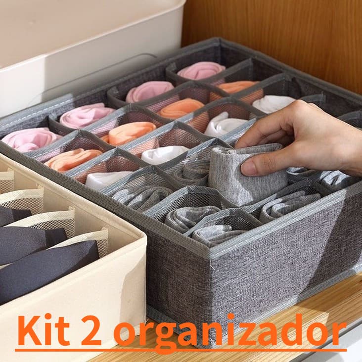Organizador De Gaveta 33X30X10 24 Ou 12 Ou 6 Divisórias Dobrável Guarda Peças Intimas Sutiã Meias