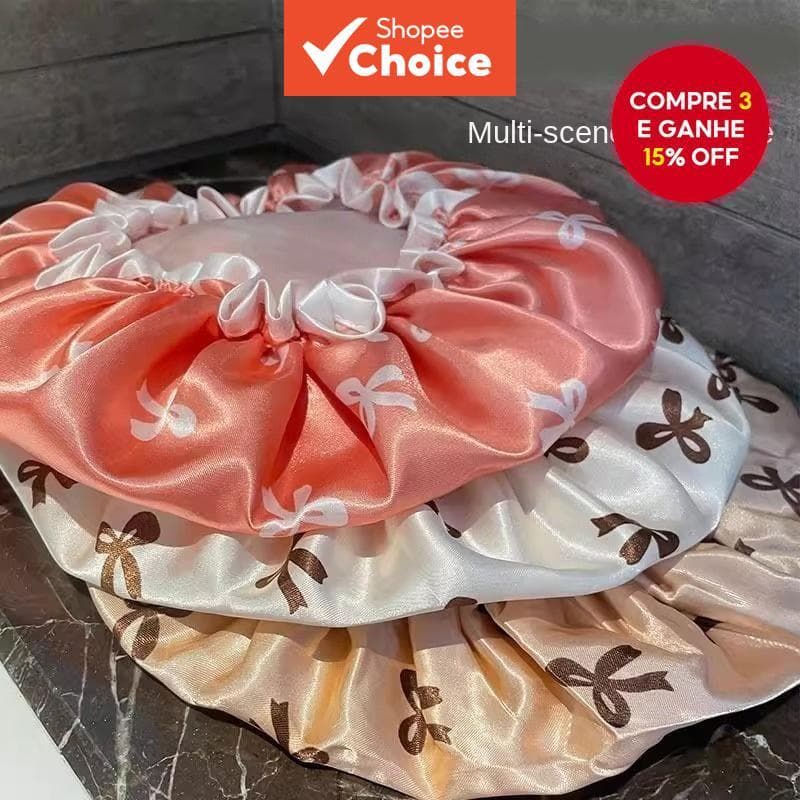  Touca de Chuveiro Dupla Cabeça à Prova d'Água para Cuidados com o Cabelo Grosso