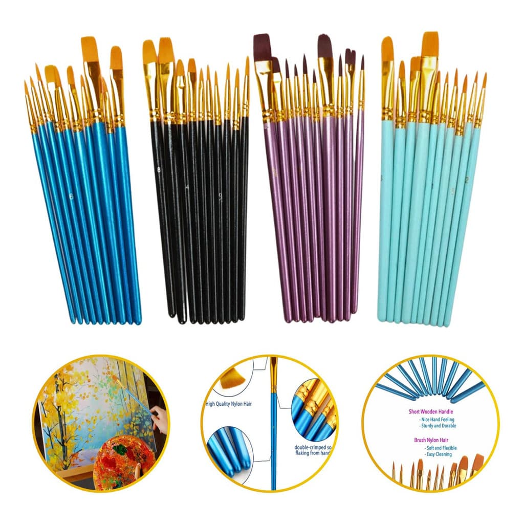 Pincel Artístico Pintura Guache Tela Aquarela 10 Pincéis