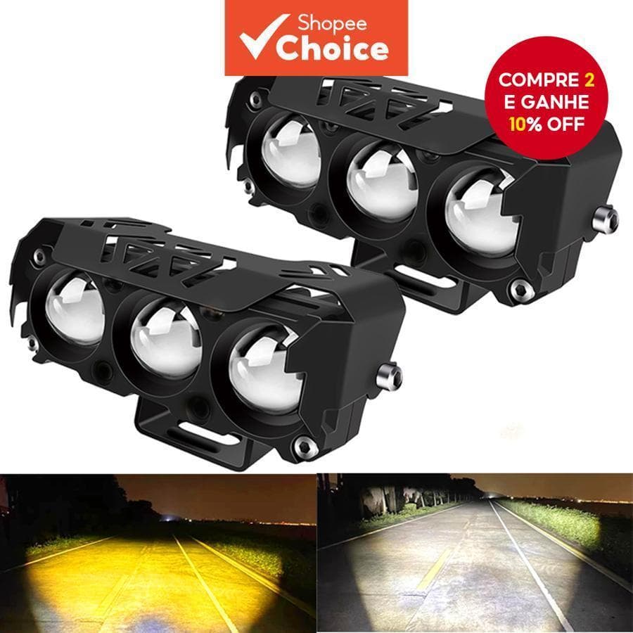 Refletor LED Para Motocicleta , Lâmpadas De Neblina De Feixe Alto/Baixo De Duas Cores Carros , Caminhões , SUVs , UTVs ,