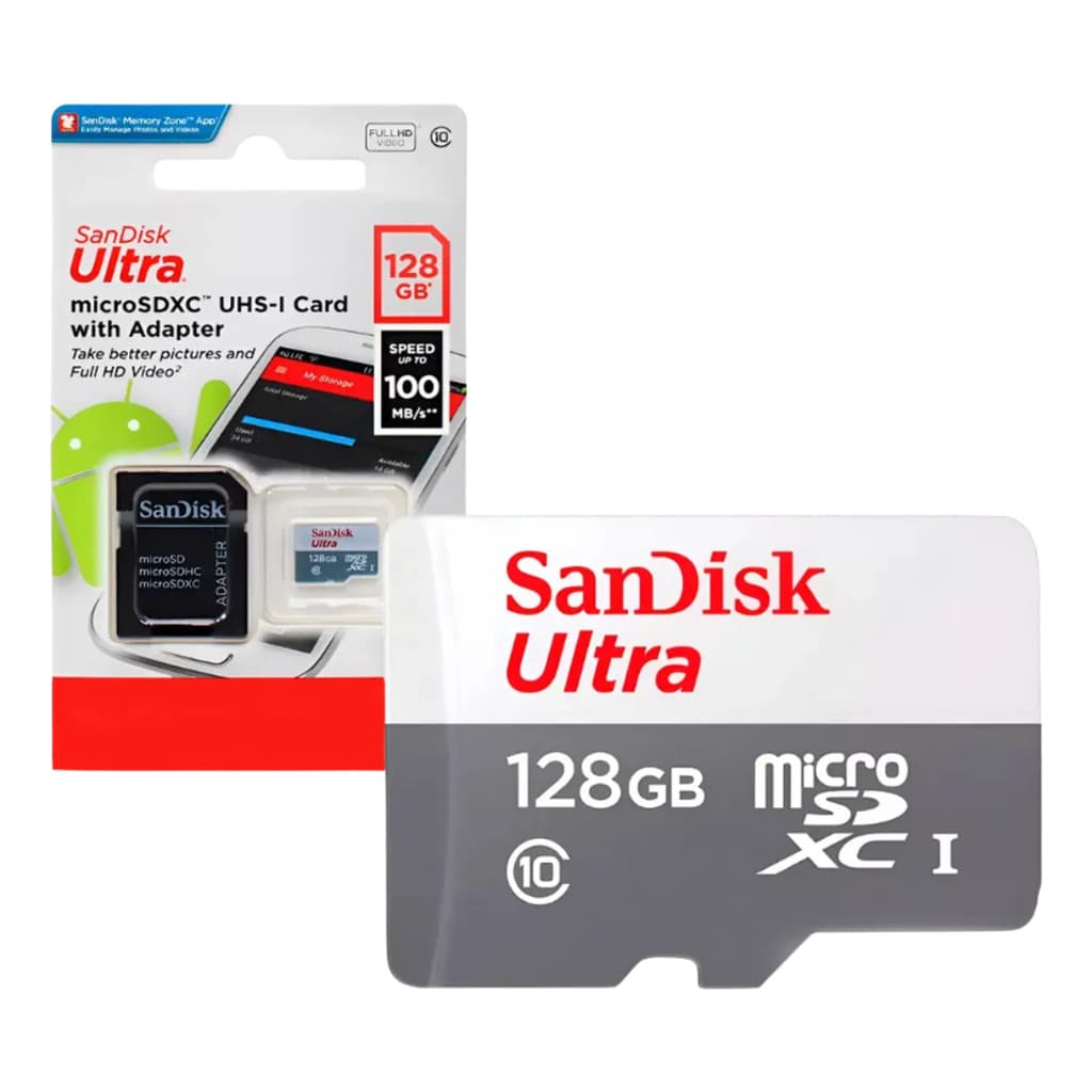 Cartão de Memória SanDisk Ultra 128GB 100MB/s Classe 10 MicroSDHC Com Adaptador