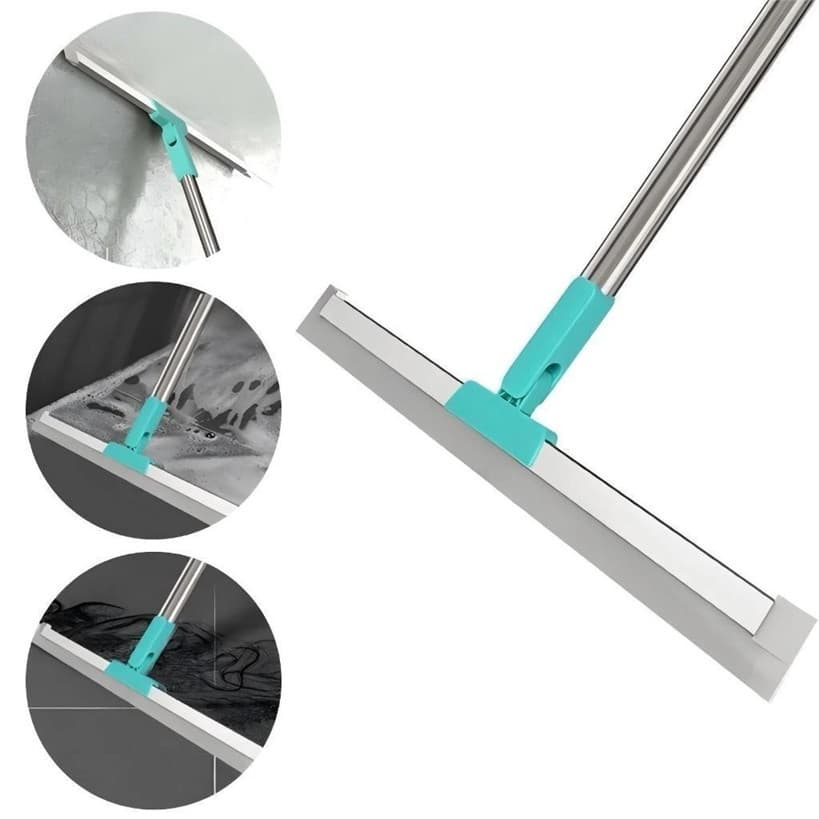 Rodo Limpador de Piso Multiuso cCabo Ajustável em Aço Inoxidável | Silicone Anti-Risco para Banheiro, Cozinha e Janelas