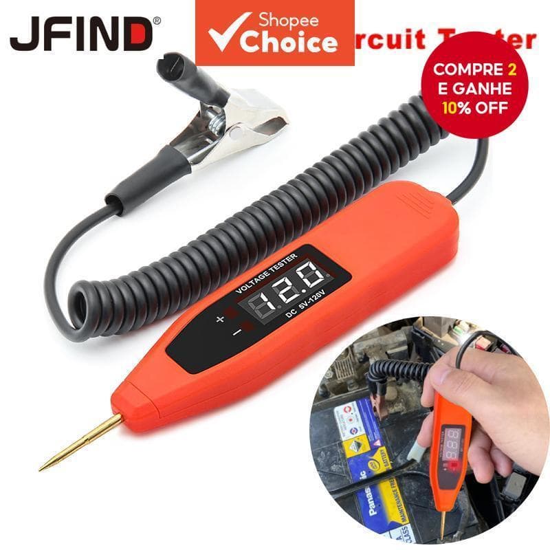 Caneta Testadora De Tensão Digital LCD 5-120V Para Carro E Motocicleta-Ferramenta De Diagnóstico De Sonda De Energia