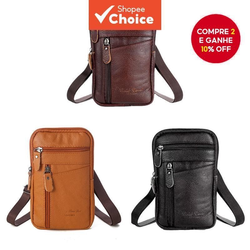  Nova Bolsa de Ombro em Couro Multifuncional para Homens - Capa de Telefone Transversal e Bolsa no Peito