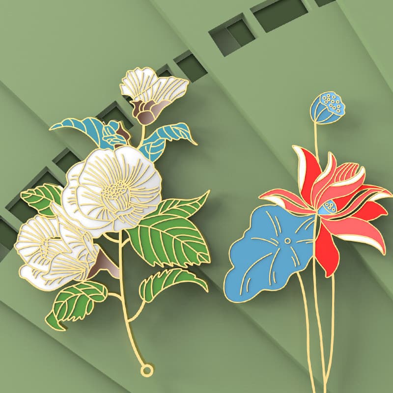 Lindas Flores Tema Metal Oco Marcador Estudante Mini Livro Página Titular