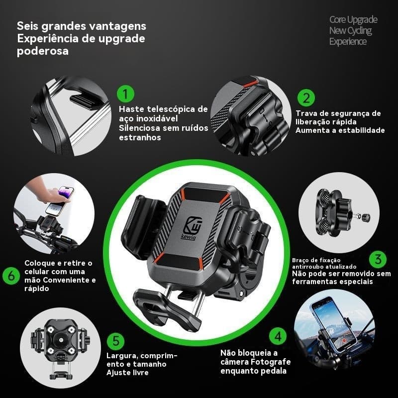 Suporte à prova de choque para motocicleta, versão mini, suporte antifurto para navegação de celular em veículos elétric