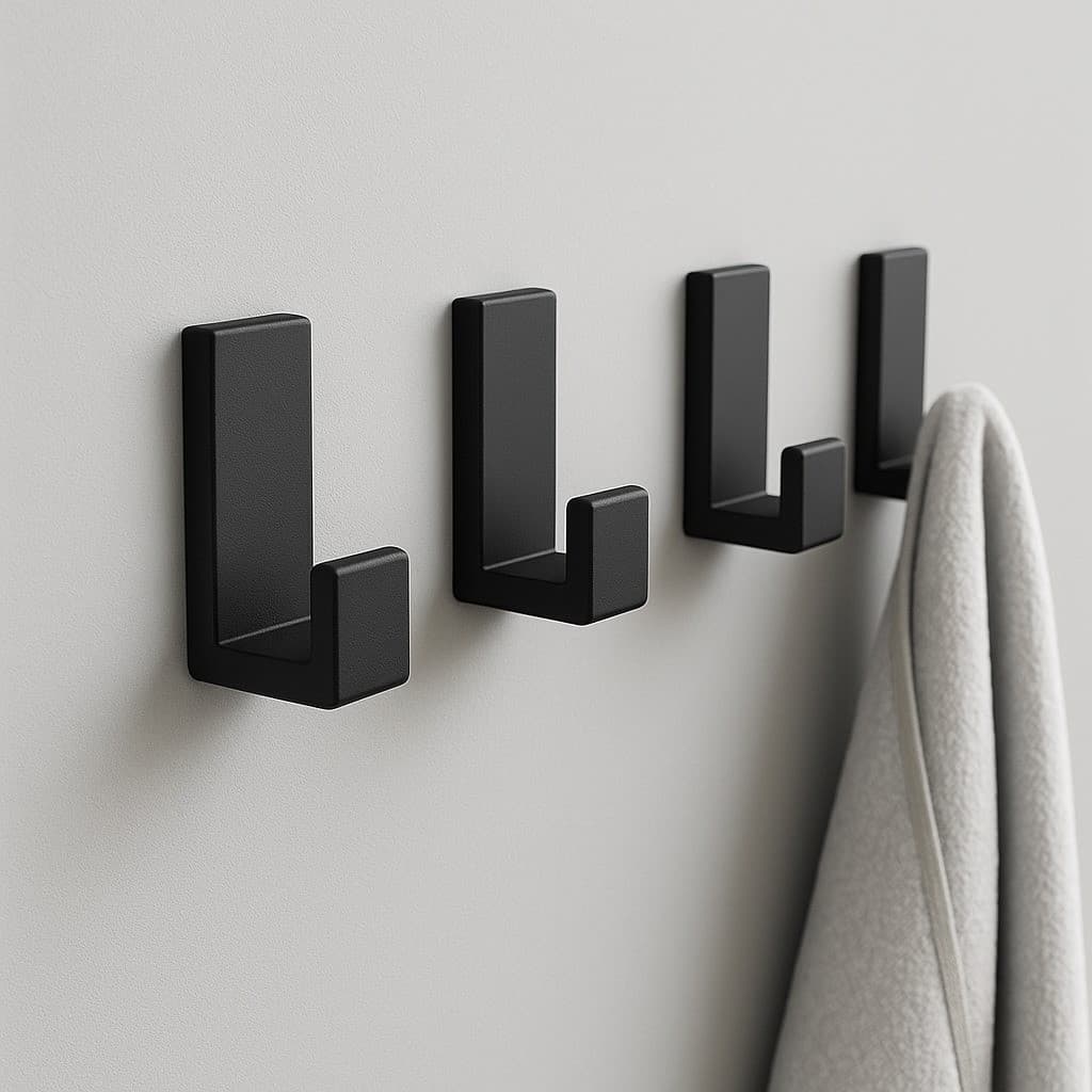 Cabide Gancho Adesivo de Parede com Fita Dupla Face 3M para Toalhas Banheiro Cor Preto Branco Porta