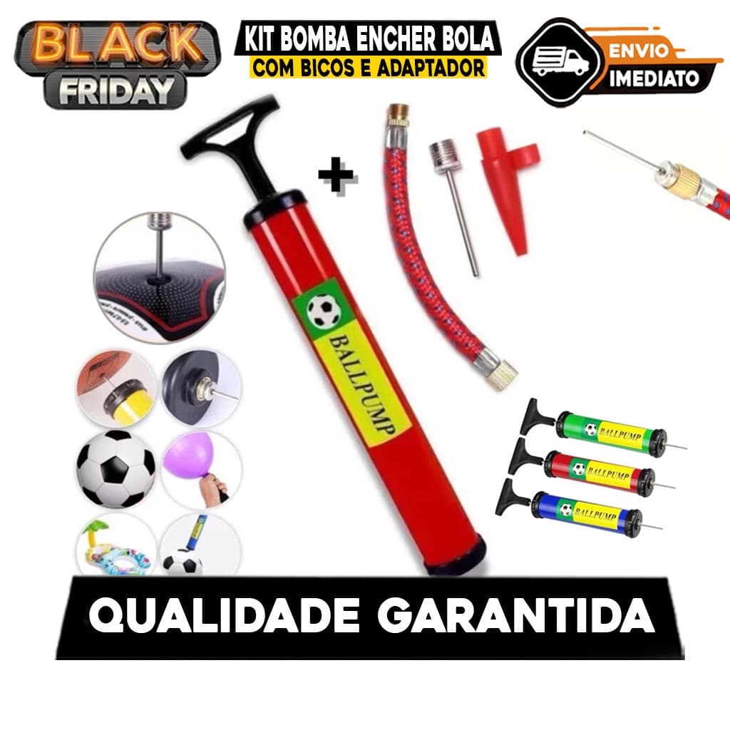 Kit Bomba Encher Bola Com Bicos e Adaptador Agulha Bomba de Ar Bola Pneu Bicicleta Carro Moto Piscina Colchão Kit Barato