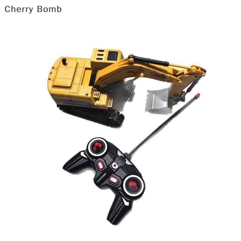 (Bomba De Cereja) 1 Conjunto Menino Escavadeira Elétrica Carro Engenharia Veículo Grande Liga Controle Remoto Pá Infanti