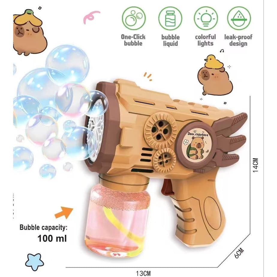 Brinquedo Bolha De Sabão Modelo Capivara Modelo Engrenagem  Bolhas Automatica Divertida