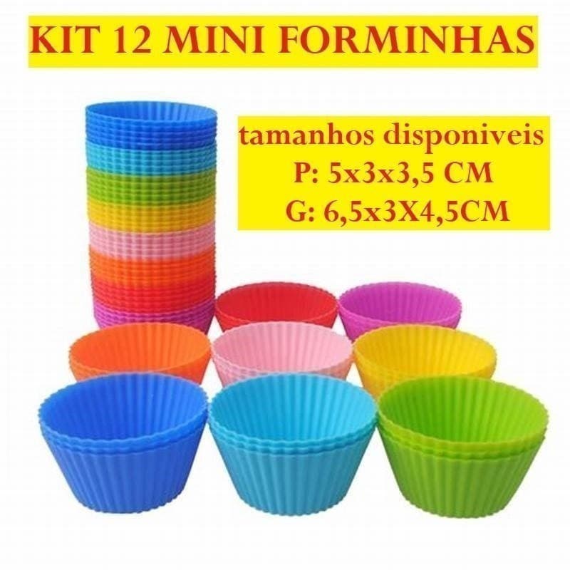 KIT 12 Mini Forminha De Silicone 5x3x2CM E 6,5x3X4,5Cm Para Bolo Forma De Cupcakes Prático E Ùtil