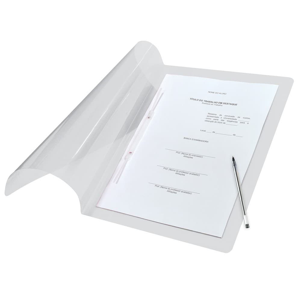 Pacote c/10 Pastas Grampo Trilho Ofício Transparente 606PP-TR DAC