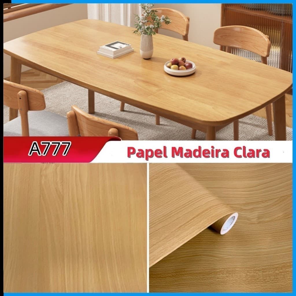 Papel Adesivo Madeira para Envelopamento 10 Metros ideal para Moveis, Parede, Sala, Quarto
