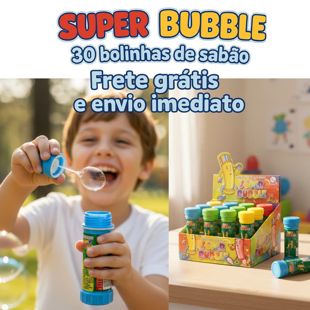 Kit Bolhas de Sabão 10/20/30 Bolinhas Super Bubble Lembrancinha Infantil para Festa Brincadeira e Decoração