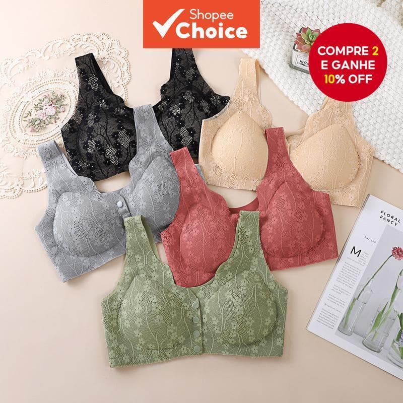 Sutiã Esportivo com Fechamento Frontal para Enfermagem - Conforto Sem Costura para Mães | Respirável e Suporte.