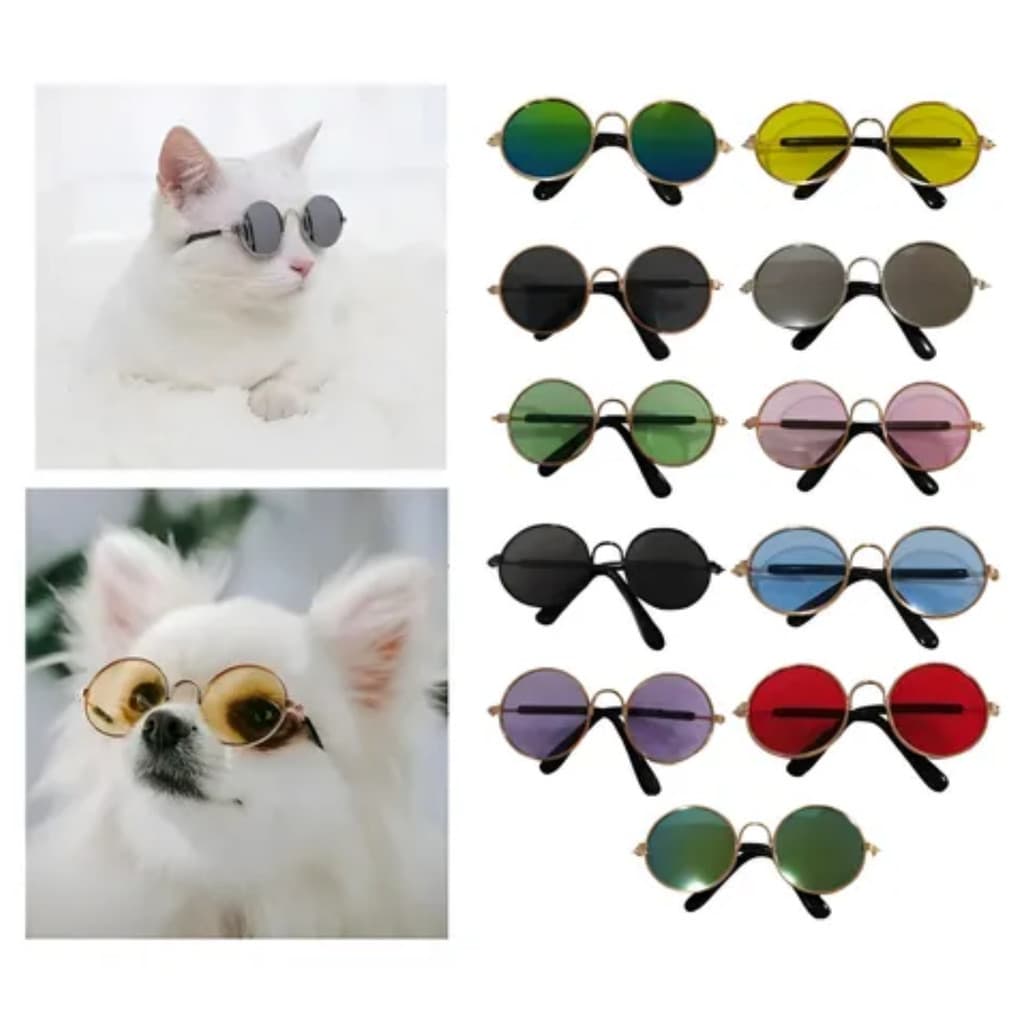 Óculos para Cachorro e Gato - Proteção UV, Leve e Ajustável - Para Passeios e Fotos