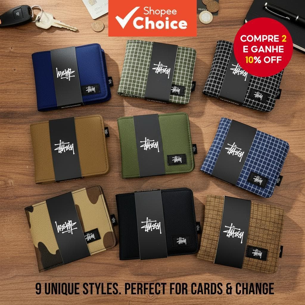  Carteira Feminina Pequena Dobrável, Porta-Cartões de Tecido Oxford, Bolsa Quadrada para Troco de Negócios