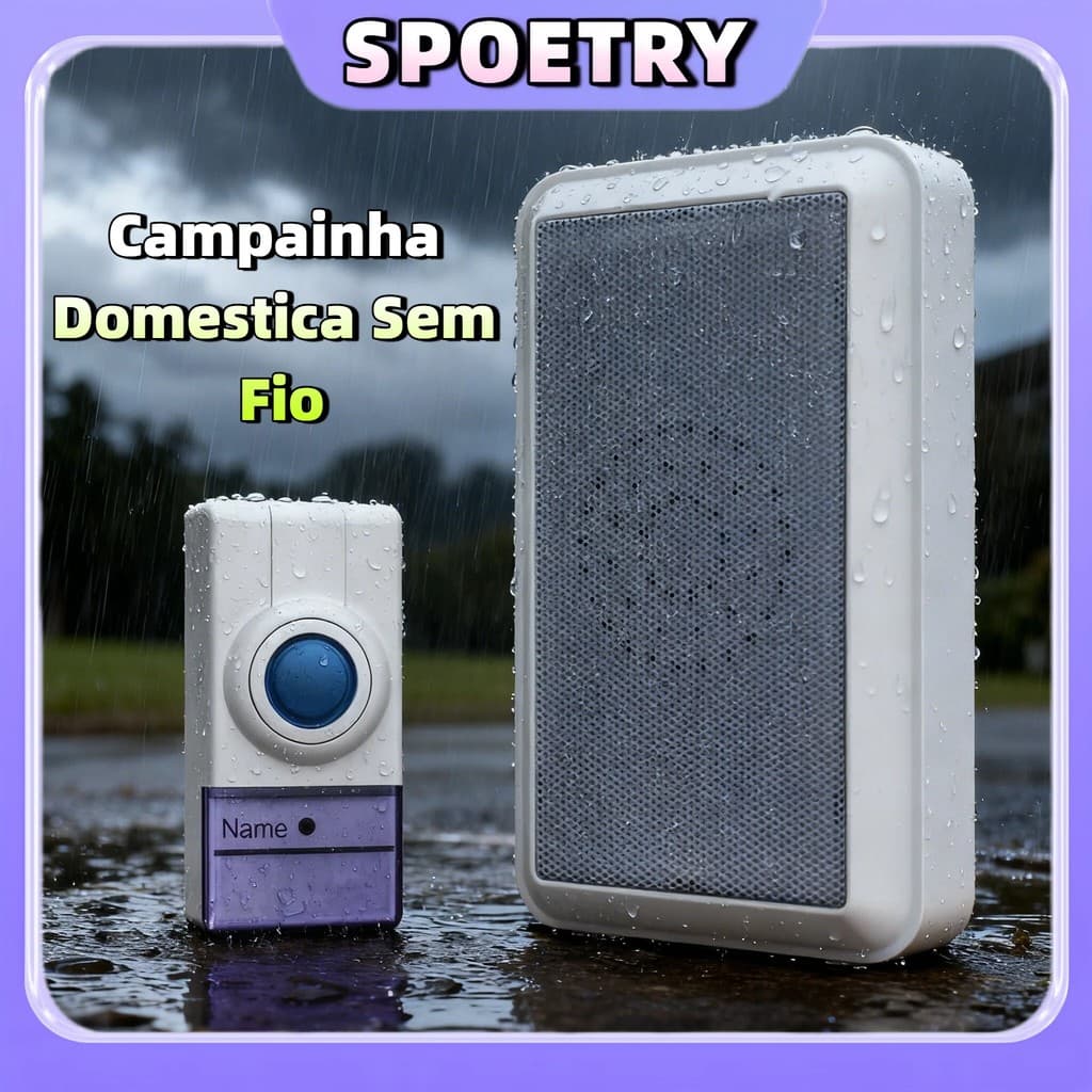Campainha Sem Fio SPOETRY Bivolt A Prova D'água Longo Alcance 350m Residencial Comercial Com 8 Toques
