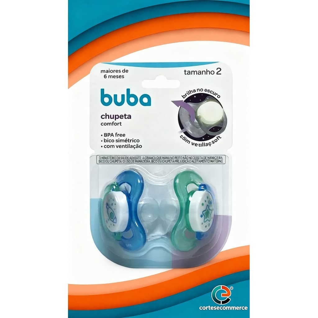 Kit Chupeta Buba 2 Unidades Confort Chupeta Dupla Buba Bico de Silicone - Tamanho 1 ao 2