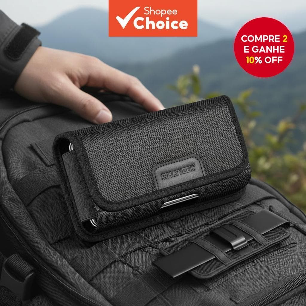  HAWEEL Bolsa de Nylon para Cinto de 6,1-6,8 Polegadas para Celulares - Clipe Horizontal com Slot para Cartão (Preto)