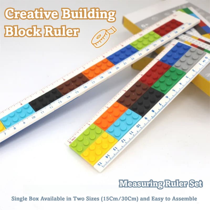 1 Caixa Cor DIY Blocos De Construção Régua Montagem Dupla Face Escala Desenho Papelaria