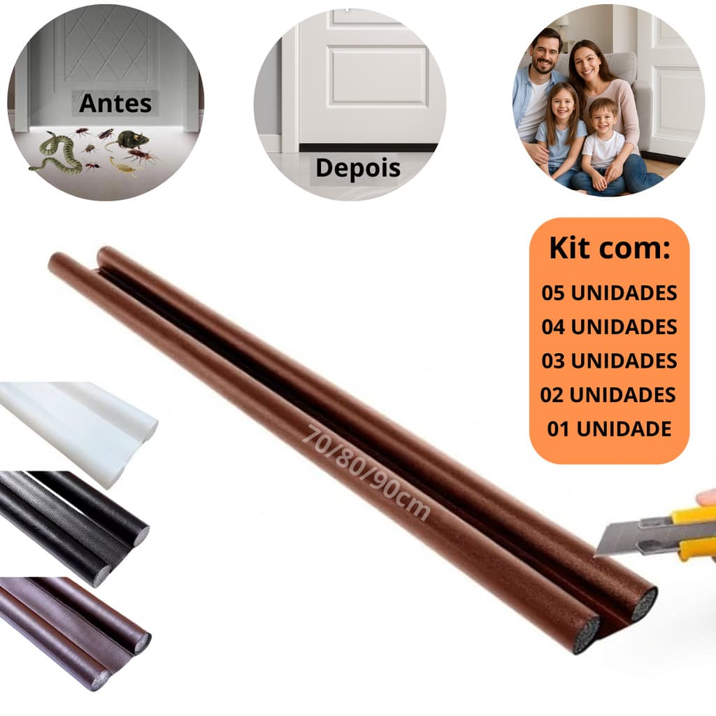 protetor veda porta rolinho impermeavel vedaçao dupla evita entrada de insetos agua poeira