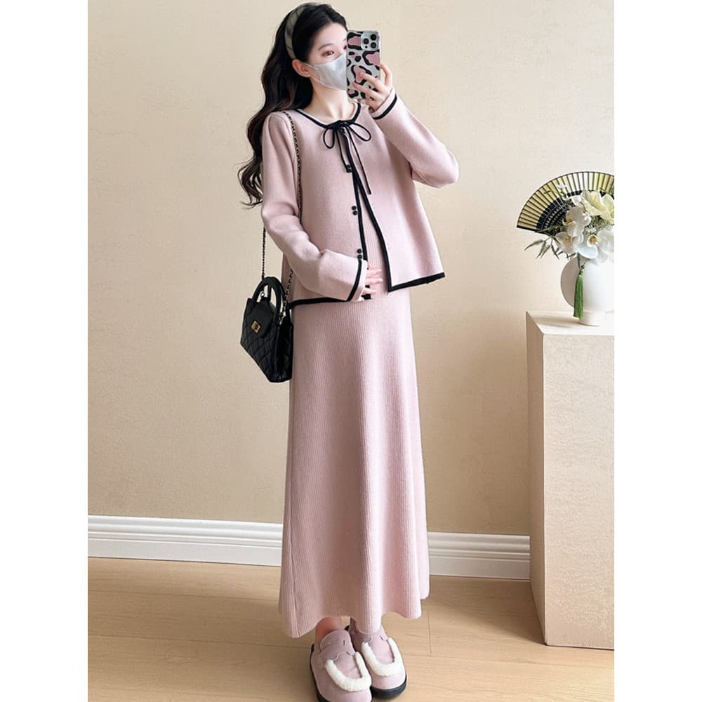 Roupa de maternidade outono wear 2025 novo vestido mãe grávida High-End francês wear terno moda outono