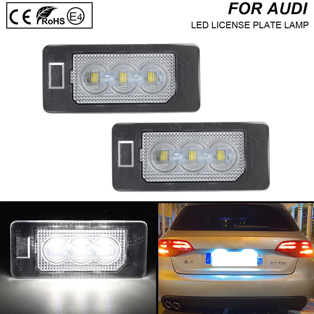 Para Audi A4 B8 A3 A6 C7 Q3 Q5 TT Placa De Identificação Lâmpadas LED Nenhum Erro 2 Pçs Segunda Geração Embutido Canbus 