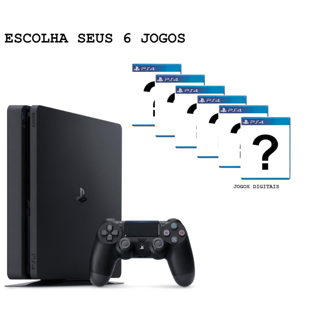 Sony Playstation 4 1000gb Ps4 Slim + 6 JOGOS DA SUA ESCOLHA