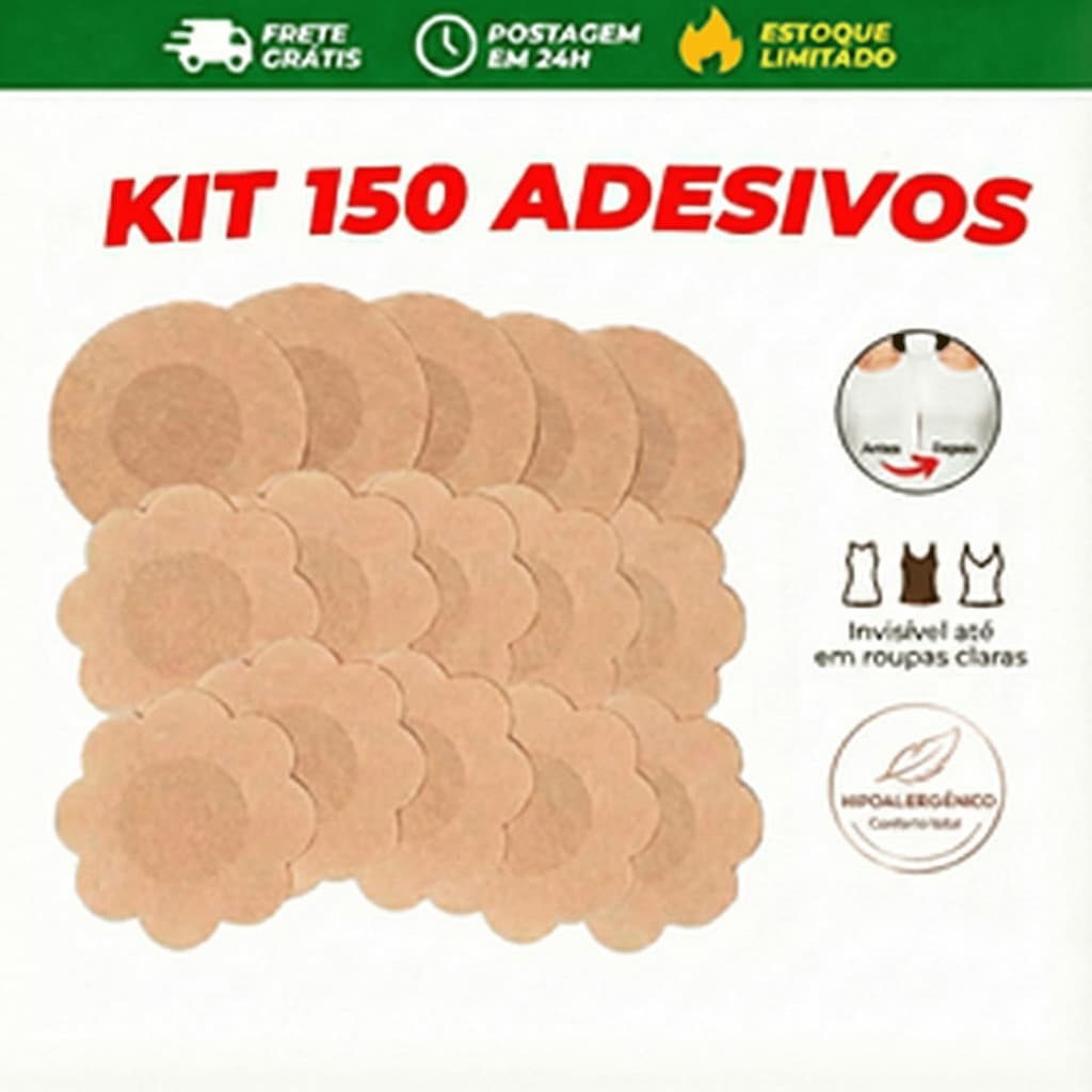 Pacote 150xTapa Seios Adesivo Invisível Hipoalergênico 7,5cm Protetor para Mamilo Envio 24h