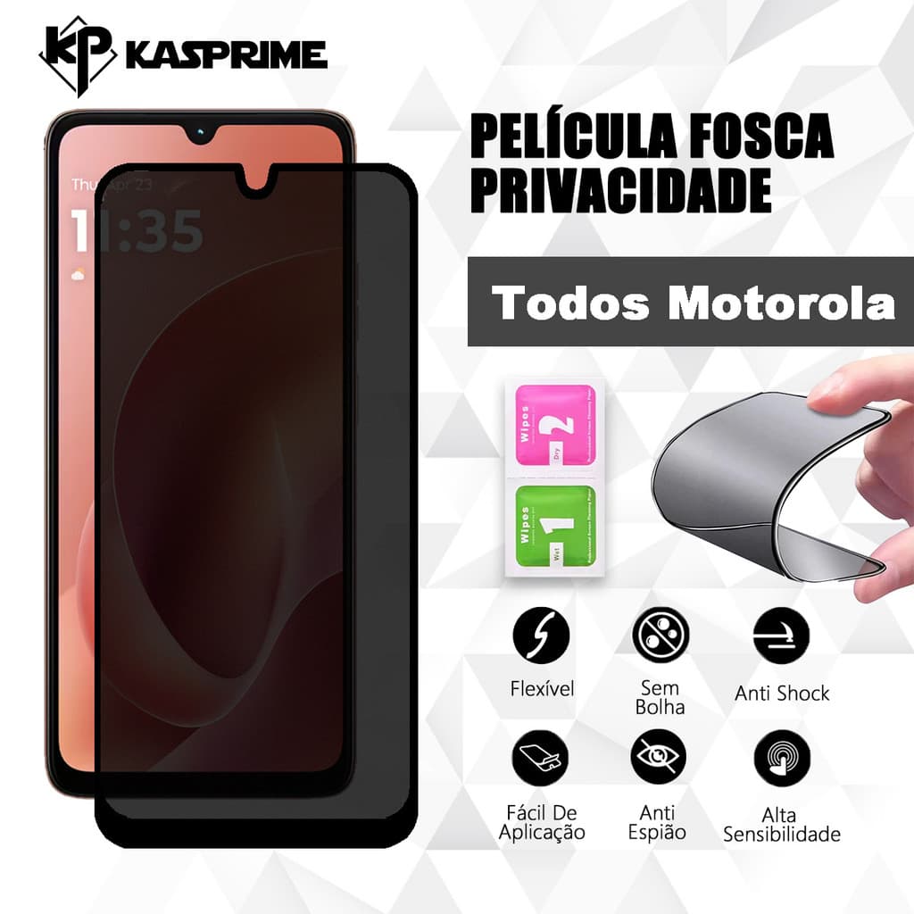 Película Cerâmica Privacidade Fosca Para Todos Motorola G86 G56 G06 G05 G15 G35 G84 G14 G54 G75 G04 G24 Anti Espião