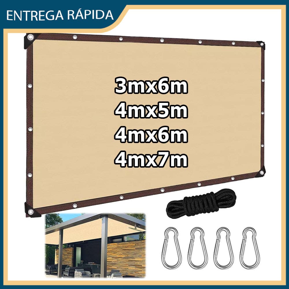 Bege Tela de sombreamento para exteriores com ilhós metálicos Tela de sombreamento para jardim (3-4)m x (5-7)m