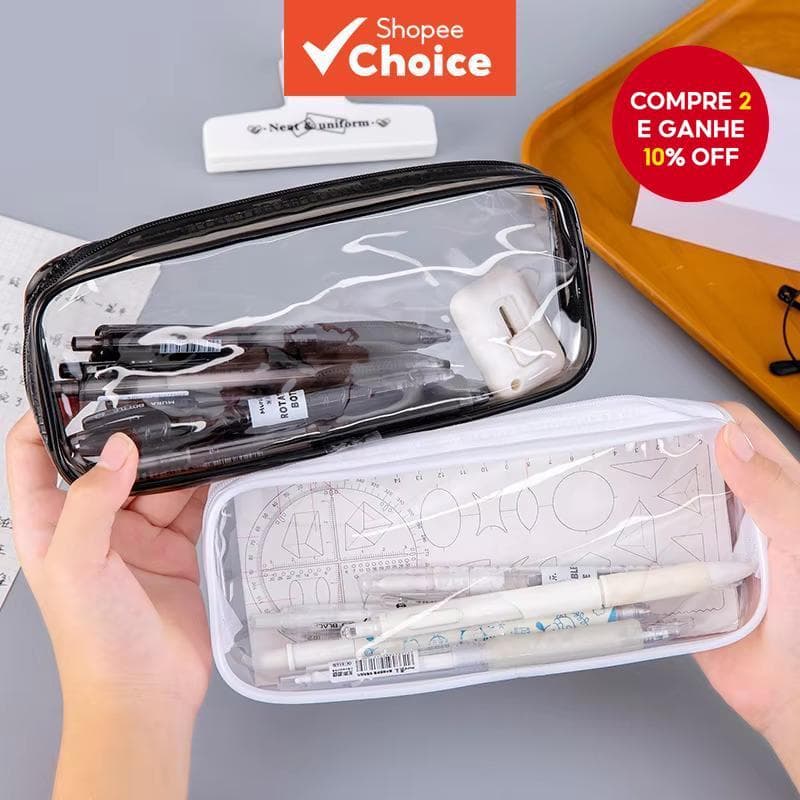Estojo Transparente Para Lápis , Grande Capacidade , À Prova D'água , Meninas , Bolsa De Cosméticos , Papelaria , Materi